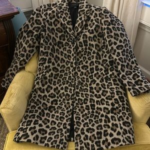 Ann Taylor SP brushed leopard print Chesterfield coat